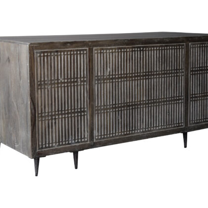 64" Brown and Silver Solid Wood Executive Desk With Five Drawers