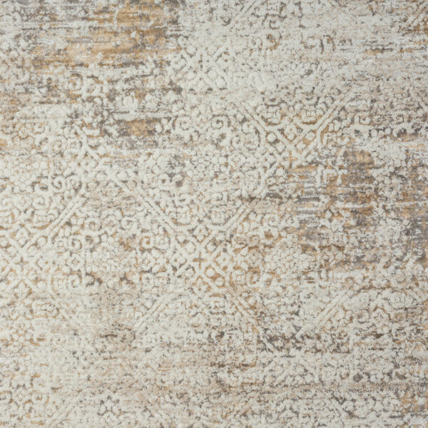2' X 10' Gray Damask Distressed Runner Rug