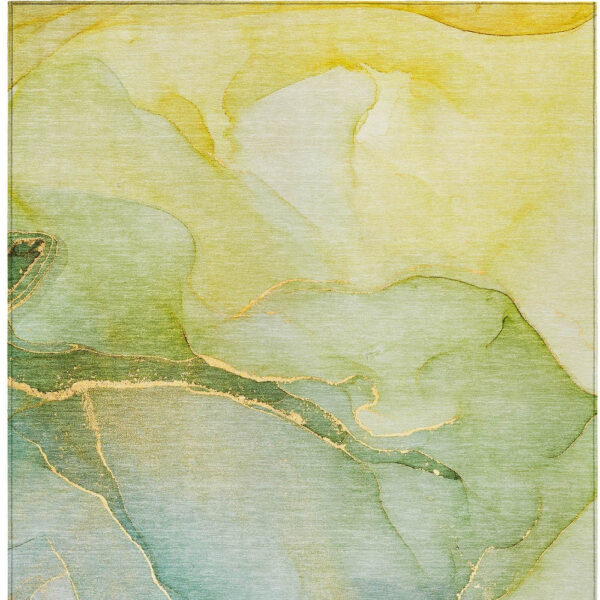 3' X 5' Green Abstract Washable Non Skid Indoor Outdoor Area Rug