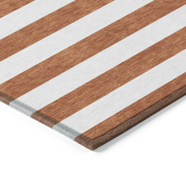 9' X 12' Orange Striped Washable Non Skid Indoor Outdoor Area Rug
