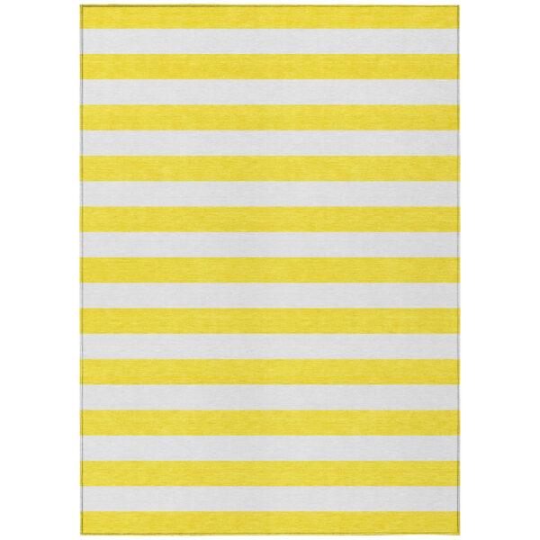 3' X 5' Yellow and White Striped Washable Non Skid Indoor Outdoor Area Rug
