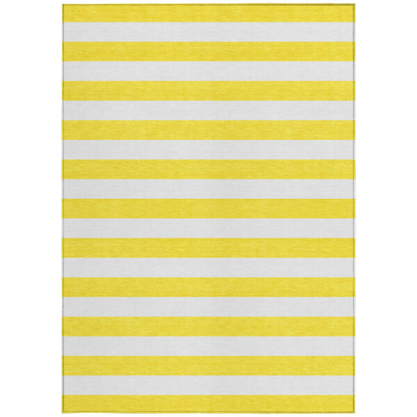 3' X 5' Yellow and White Striped Washable Non Skid Indoor Outdoor Area Rug