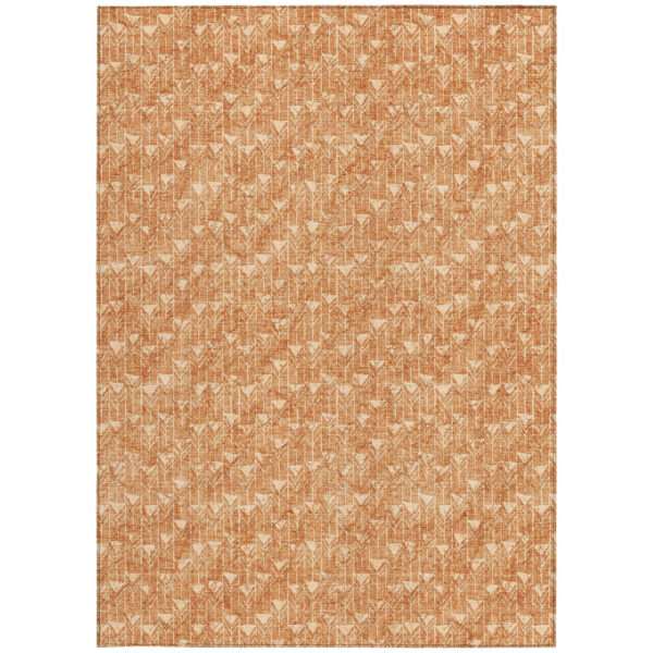 8' X 10' Bronze Geometric Washable Non Skid Indoor Outdoor Area Rug
