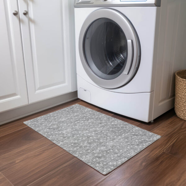 2' X 3' Gray Geometric Washable Non Skid Indoor Outdoor Area Rug