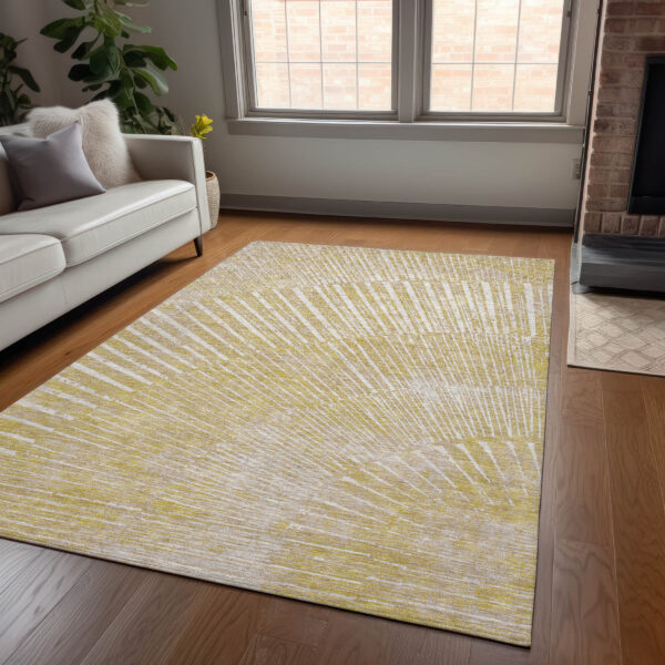 8' X 10' Wheat Abstract Washable Non Skid Indoor Outdoor Area Rug