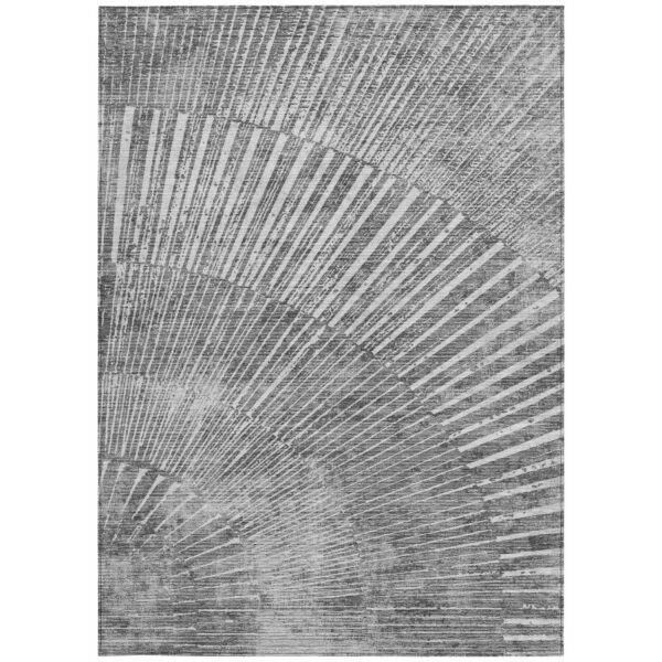 8' X 10' Gray and Ivory Abstract Washable Non Skid Indoor Outdoor Area Rug