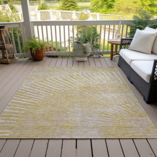 8' X 10' Wheat Abstract Washable Non Skid Indoor Outdoor Area Rug