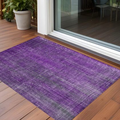 2' X 3' Purple Striped Washable Non Skid Indoor Outdoor Area Rug