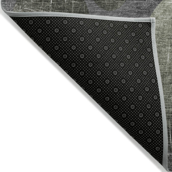3' X 5' Green and Gray Abstract Washable Non Skid Indoor Outdoor Area Rug
