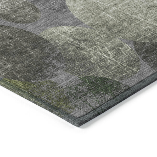 3' X 5' Green and Gray Abstract Washable Non Skid Indoor Outdoor Area Rug