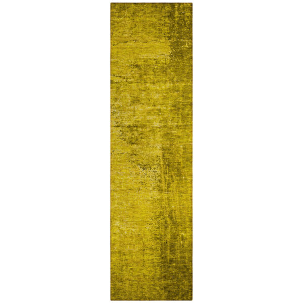 8' Runner Gold Abstract Washable Non Skid Indoor Outdoor Runner Rug