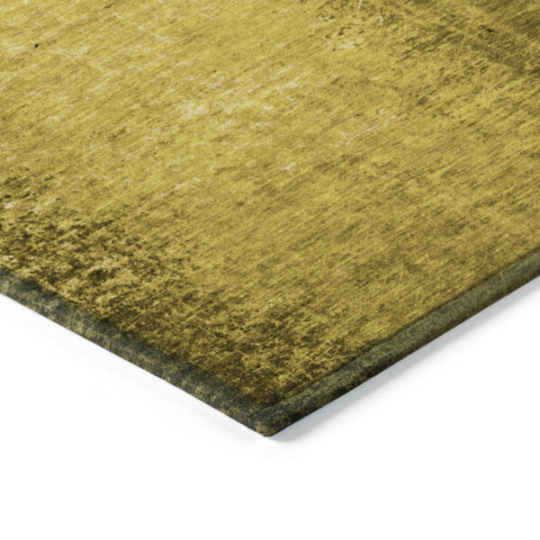 8' Runner Gold Abstract Washable Non Skid Indoor Outdoor Runner Rug