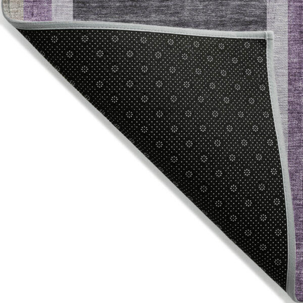2' X 3' Purple and Black Abstract Washable Indoor Outdoor Area Rug