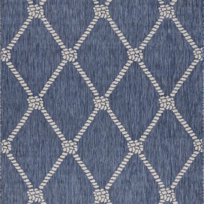 8' X 10' Blue And Gray Indoor Outdoor Area Rug