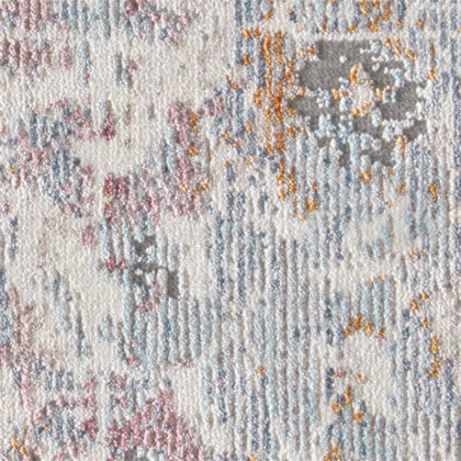 2' X 3' Ivory Gray And Pink Abstract Distressed Area Rug With Fringe