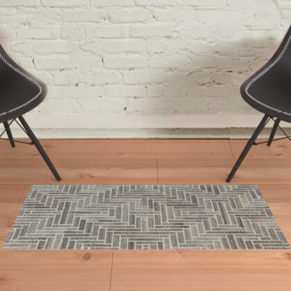 2' X 3' Taupe Gray And Tan Wool Geometric Tufted Handmade Area Rug