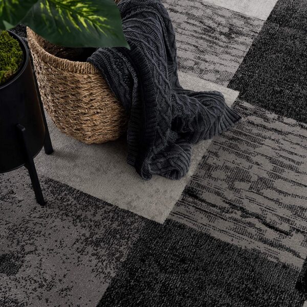 13' Runner Grey Checkered Power Loom Runner Rug