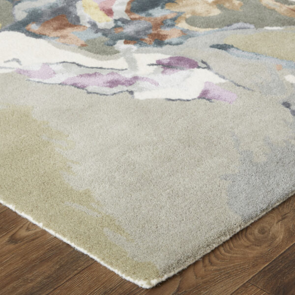 8' X 10' Purple Pink And Green Wool Floral Tufted Handmade Area Rug