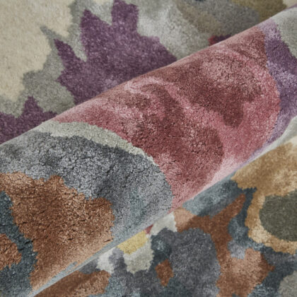 8' X 10' Purple Pink And Green Wool Floral Tufted Handmade Area Rug