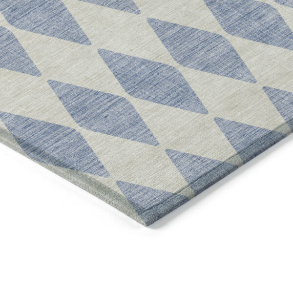 9' X 12' Sky Blue And Ivory Geometric Washable Indoor Outdoor Area Rug