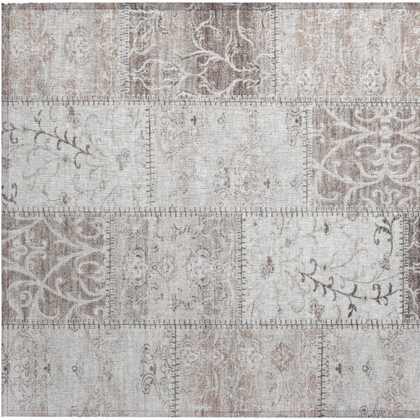 2' X 3' Taupe Patchwork Washable Indoor Outdoor Area Rug