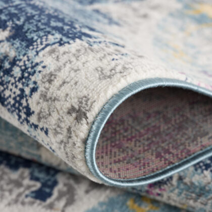 9’ x 13’ Blue Distressed Medallion Area Rug
