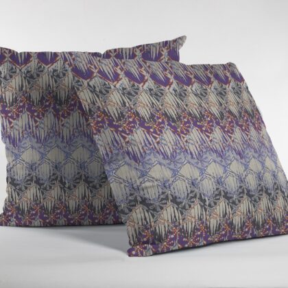16” Magenta Cream Hatch Zippered Suede Throw Pillow