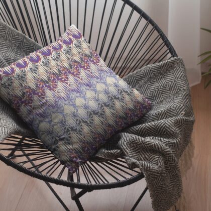 16” Magenta Cream Hatch Zippered Suede Throw Pillow