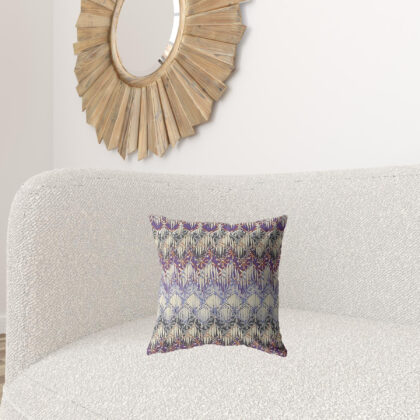 16” Magenta Cream Hatch Zippered Suede Throw Pillow