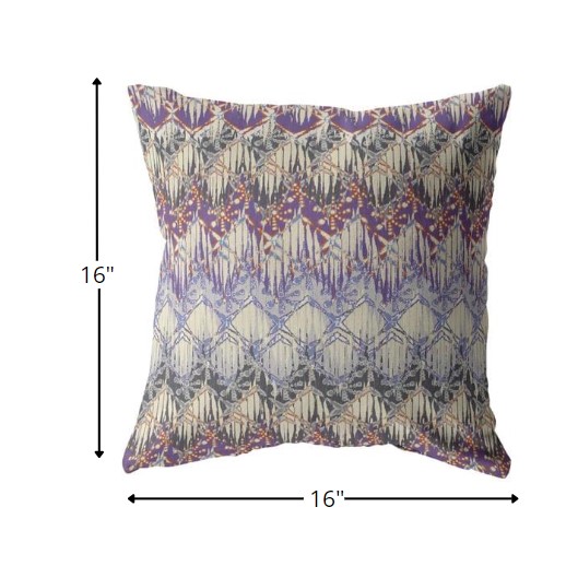 16” Magenta Cream Hatch Zippered Suede Throw Pillow