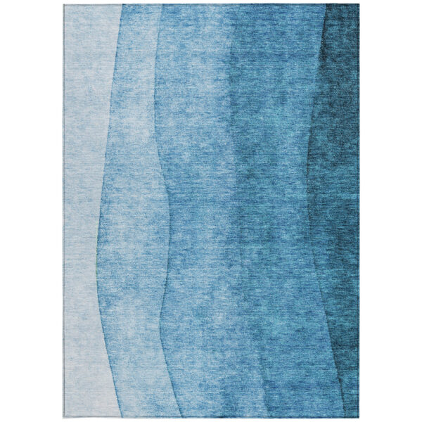 8' X 10' Teal Blue Aqua And Turquoise Ombre Washable Indoor Outdoor Area Rug