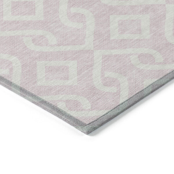 8' X 10' Pink And Ivory Geometric Washable Indoor Outdoor Area Rug