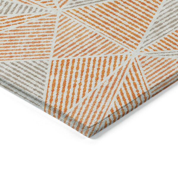 5' X 8' Orange Gray And Silver Geometric Washable Indoor Outdoor Area Rug