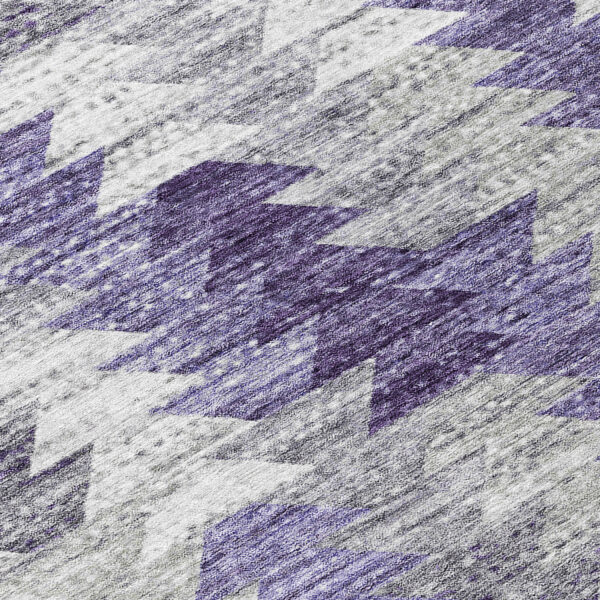 8' X 10' Purple Lavender And Gray Geometric Washable Indoor Outdoor Area Rug