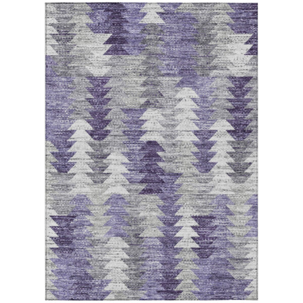 8' X 10' Purple Lavender And Gray Geometric Washable Indoor Outdoor Area Rug