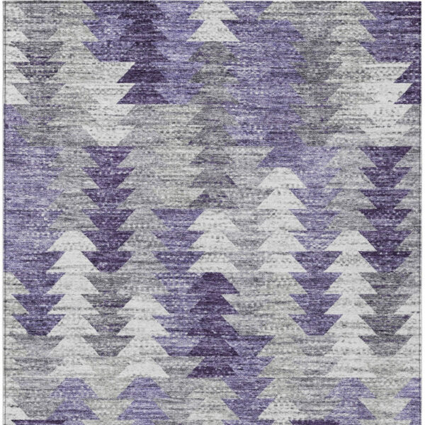 8' X 10' Purple Lavender And Gray Geometric Washable Indoor Outdoor Area Rug