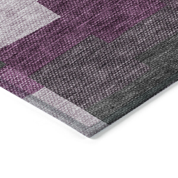 3' X 5' Merlot Mauve And Charcoal Geometric Washable Indoor Outdoor Area Rug