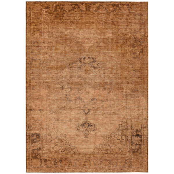 8' X 10' Copper Orange And Brown Oriental Washable Indoor Outdoor Area Rug