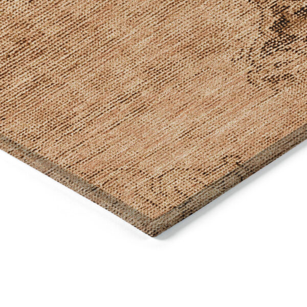 8' X 10' Copper Orange And Brown Oriental Washable Indoor Outdoor Area Rug