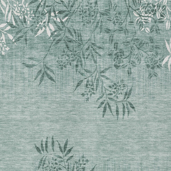 5' X 8' Sage Fern Green And Ivory Floral Washable Indoor Outdoor Area Rug