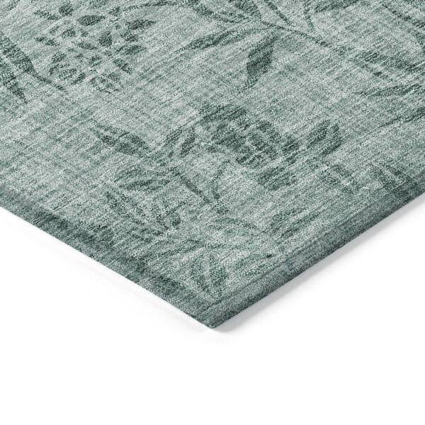 5' X 8' Sage Fern Green And Ivory Floral Washable Indoor Outdoor Area Rug