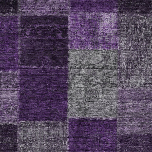 9' X 12' Eggplant Purple And Lilac Patchwork Washable Indoor Outdoor Area Rug
