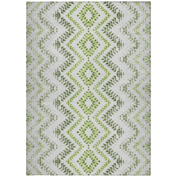 5' X 8' Green Ivory And Gray Geometric Washable Indoor Outdoor Area Rug