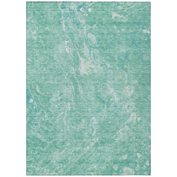 10' X 14' Teal Blue Aqua And Green Abstract Washable Indoor Outdoor Area Rug