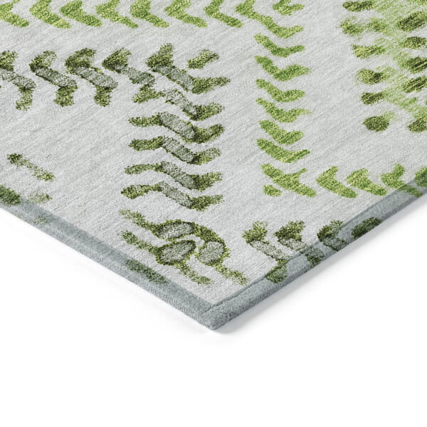 5' X 8' Green Ivory And Gray Geometric Washable Indoor Outdoor Area Rug
