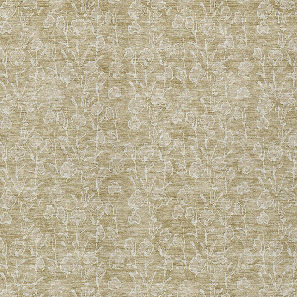 5' X 8' Beige And Ivory Floral Washable Indoor Outdoor Area Rug