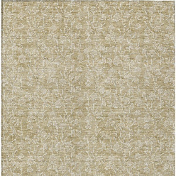 5' X 8' Beige And Ivory Floral Washable Indoor Outdoor Area Rug
