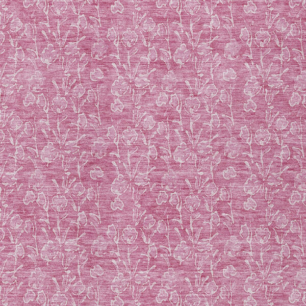 9' X 12' Blush And Ivory Floral Washable Indoor Outdoor Area Rug