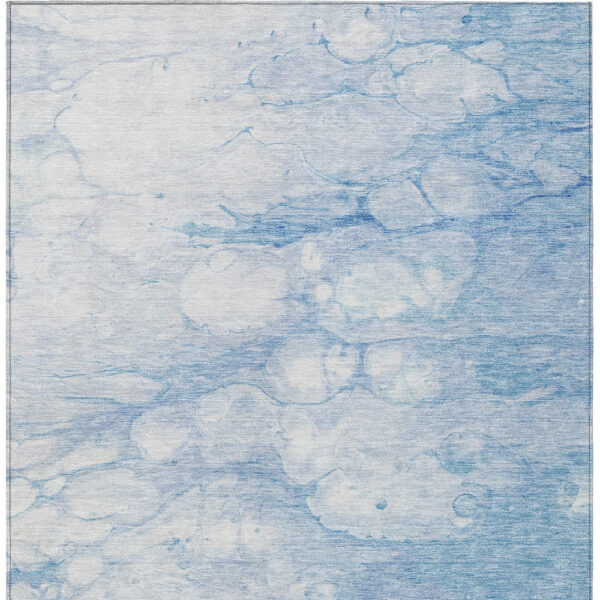 10' X 14' Sky Blue Denim Blue And Silver Abstract Washable Indoor Outdoor Area Rug