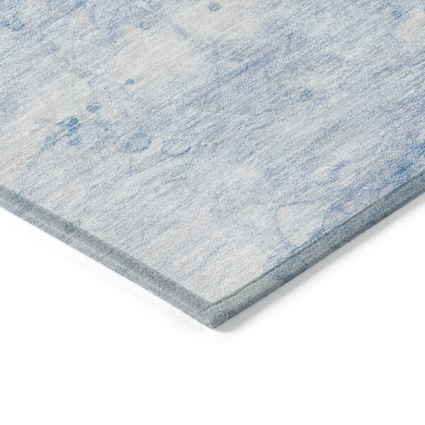 10' X 14' Sky Blue Denim Blue And Silver Abstract Washable Indoor Outdoor Area Rug